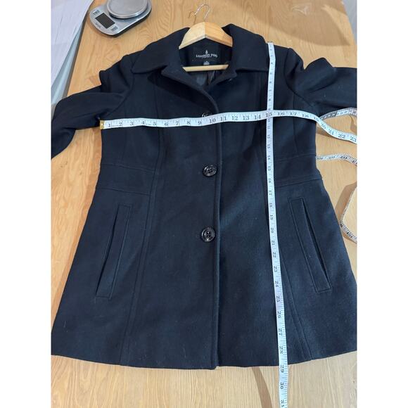 Women’s London Fog Pea Coat Wool Blend Black Small Classic Preppy Academia - Picture 7 of 7